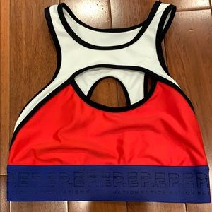 P.E Nation Red and White Sports Bra